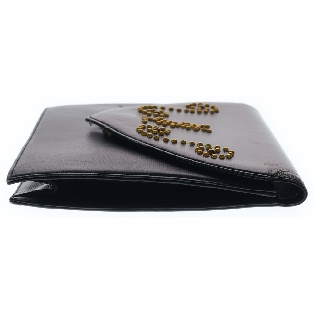 YVES SAINT LAURENT(イヴサンローラン) ヴィンテージ スタッズ付き クラッチバッグ ブラック レディース