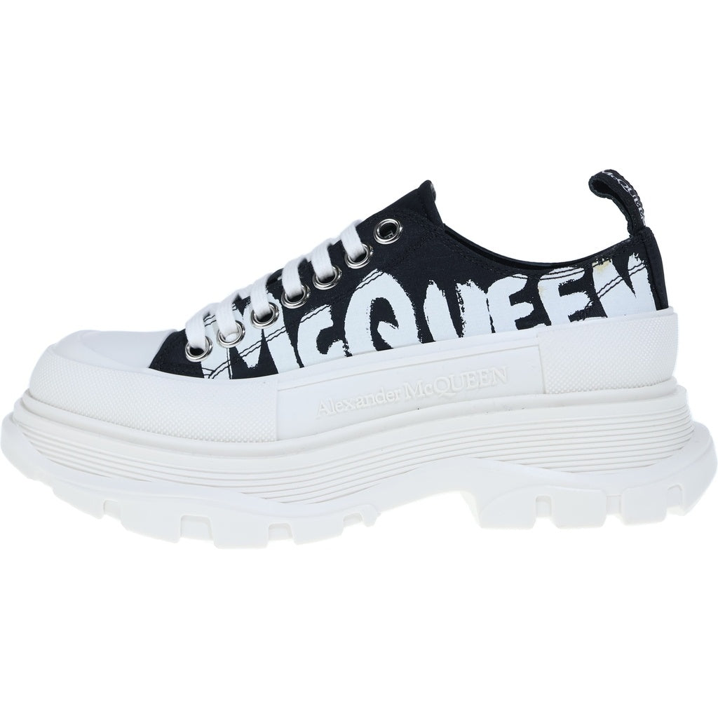 Alexander McQueen(アレキサンダーマックイーン) TREAD SLICK LOW LACE UP GRAFFITI グラフィック ローカットスニーカー レディース 708753 ブラック/ホワイト 708753 箱付