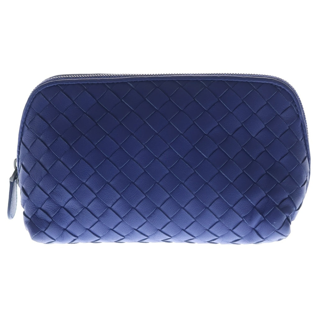BOTTEGA VENETA(ボッテガヴェネタ) イントレチャート レザー コスメ ポーチ ネイビー レディース