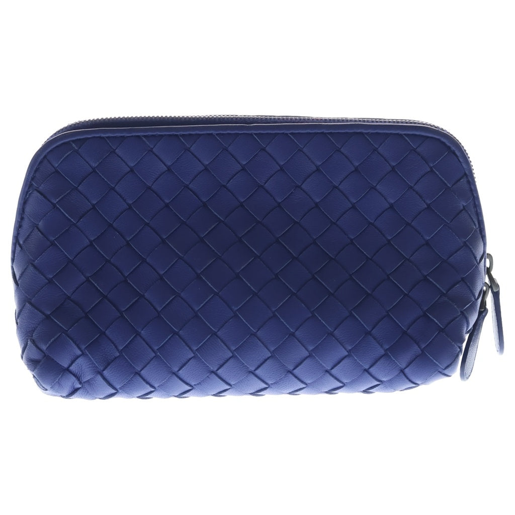 BOTTEGA VENETA(ボッテガヴェネタ) イントレチャート レザー コスメ ポーチ ネイビー レディース