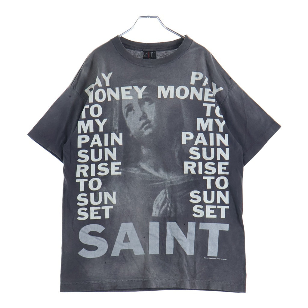 SAINT MICHAEL(セントマイケル) 24SS PTP_SS TEE STAY REAL プリント半袖Tシャツ カットソー ブラック SM-YS8-0000-C49