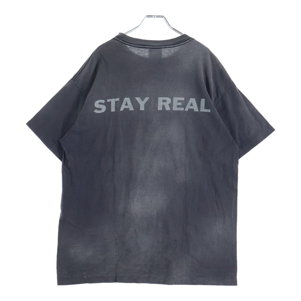 SAINT MICHAEL(セントマイケル) 24SS PTP_SS TEE STAY REAL プリント半袖Tシャツ カットソー ブラック SM-YS8-0000-C49