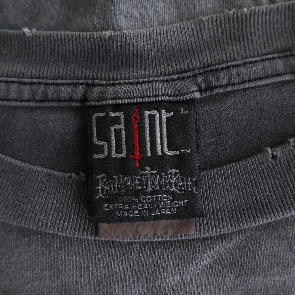 SAINT MICHAEL(セントマイケル) 24SS PTP_SS TEE STAY REAL プリント半袖Tシャツ カットソー ブラック SM-YS8-0000-C49