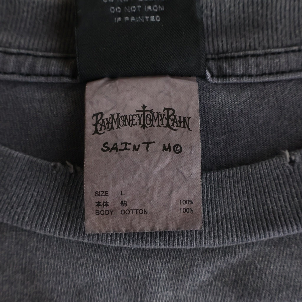 SAINT MICHAEL(セントマイケル) 24SS PTP_SS TEE STAY REAL プリント半袖Tシャツ カットソー ブラック SM-YS8-0000-C49