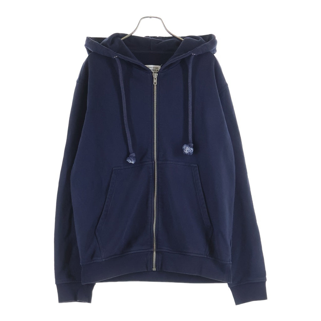 Maison Martin Margiela(メゾンマルタンマルジェラ) 20AW レザーエルボーパッチ ジップアップパーカー S50HG0034 S25443 フーディ ネイビー