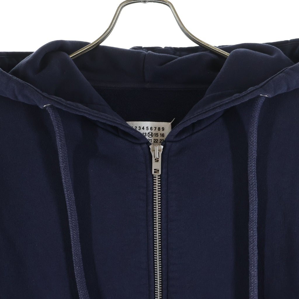 Maison Martin Margiela(メゾンマルタンマルジェラ) 20AW レザーエルボーパッチ ジップアップパーカー S50HG0034 S25443 フーディ ネイビー