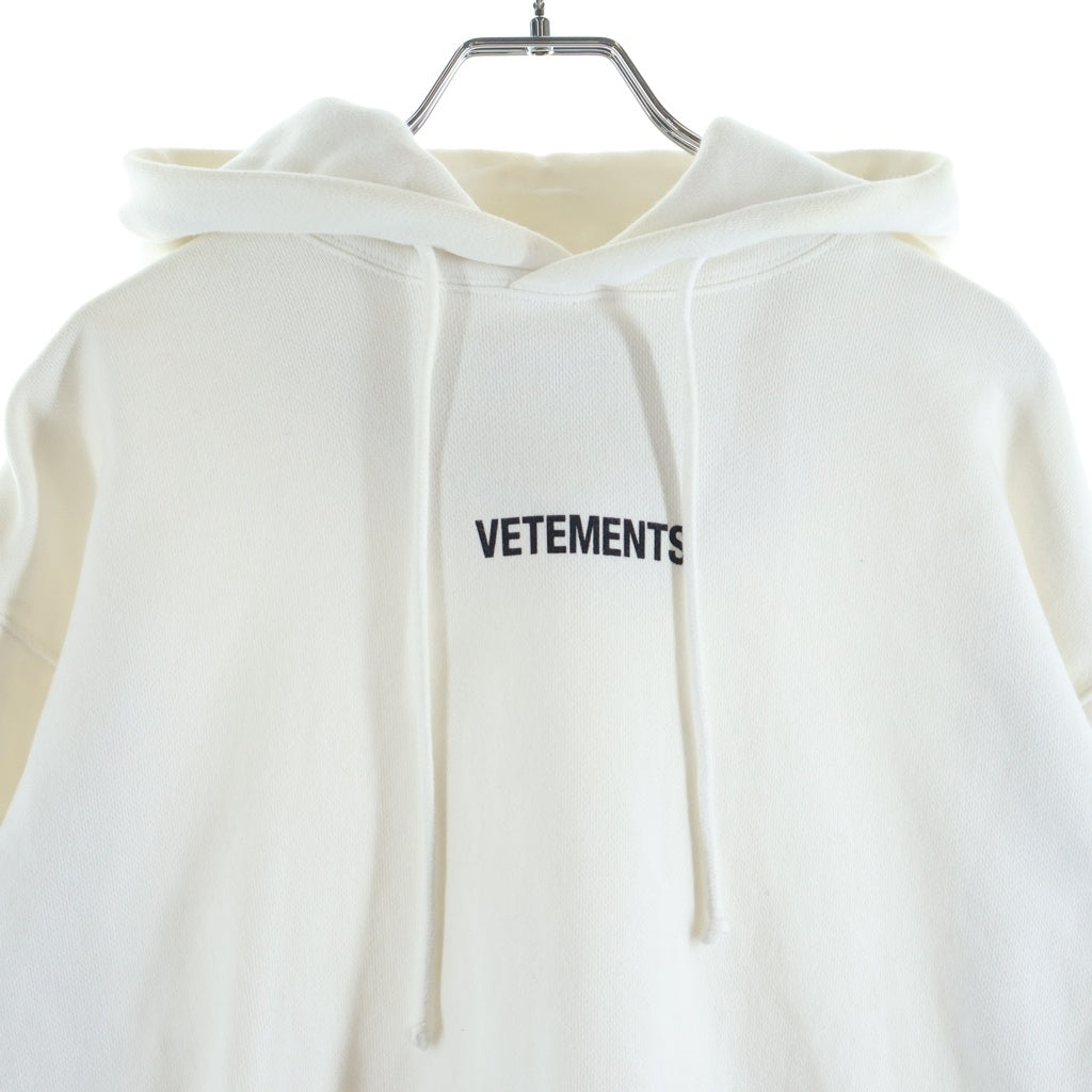 VETEMENTS(ヴェトモン) 19AW LOGO HOODIE ロゴプリントフーディー プルオーバーパーカー ホワイト UAH20TR725