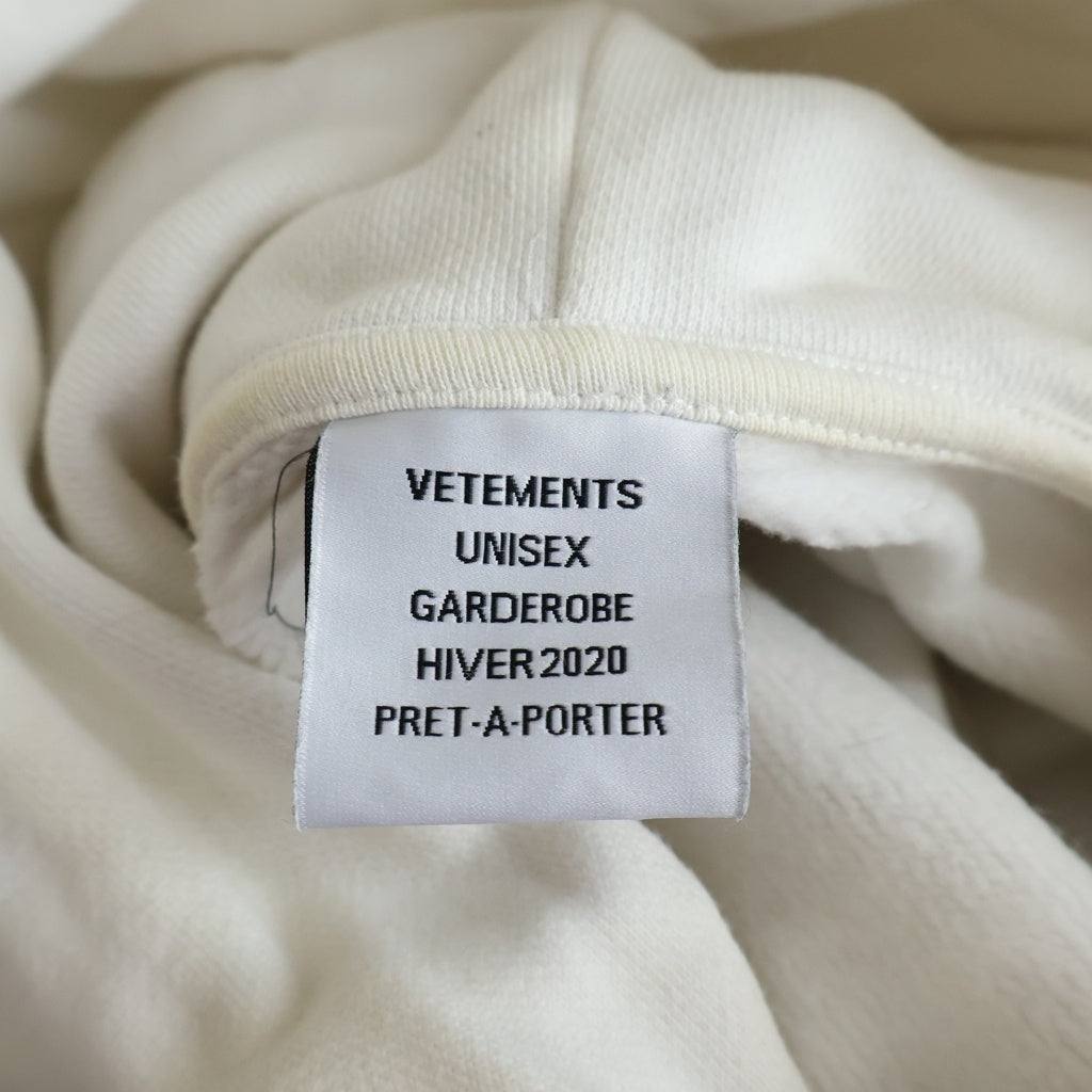 VETEMENTS(ヴェトモン) 19AW LOGO HOODIE ロゴプリントフーディー プルオーバーパーカー ホワイト UAH20TR725
