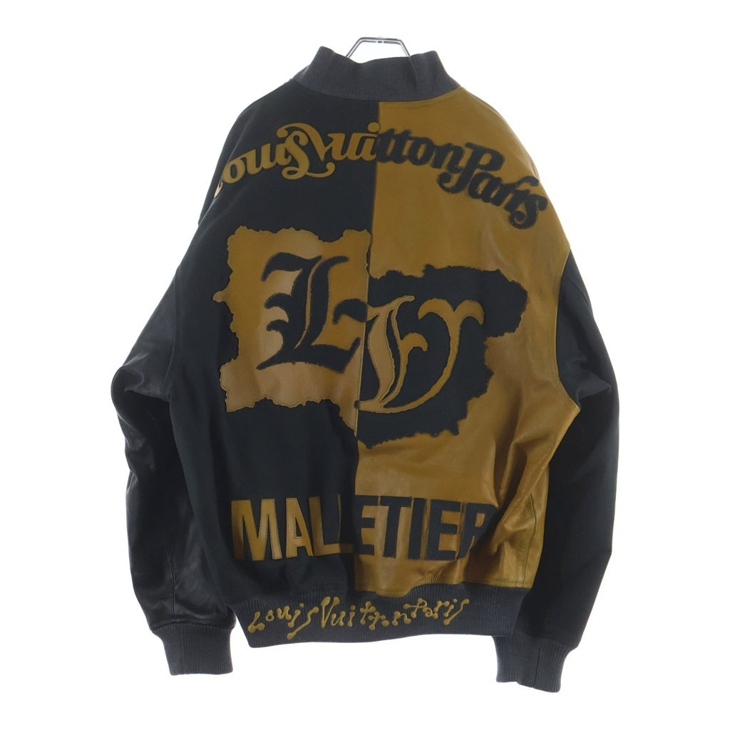 LOUIS VUITTON(ルイヴィトン) 23SS ミックスキャンバスレザーボンバージャケット ジップアップブルゾン ブラック/イエロー RM231 XS0 HOL76E