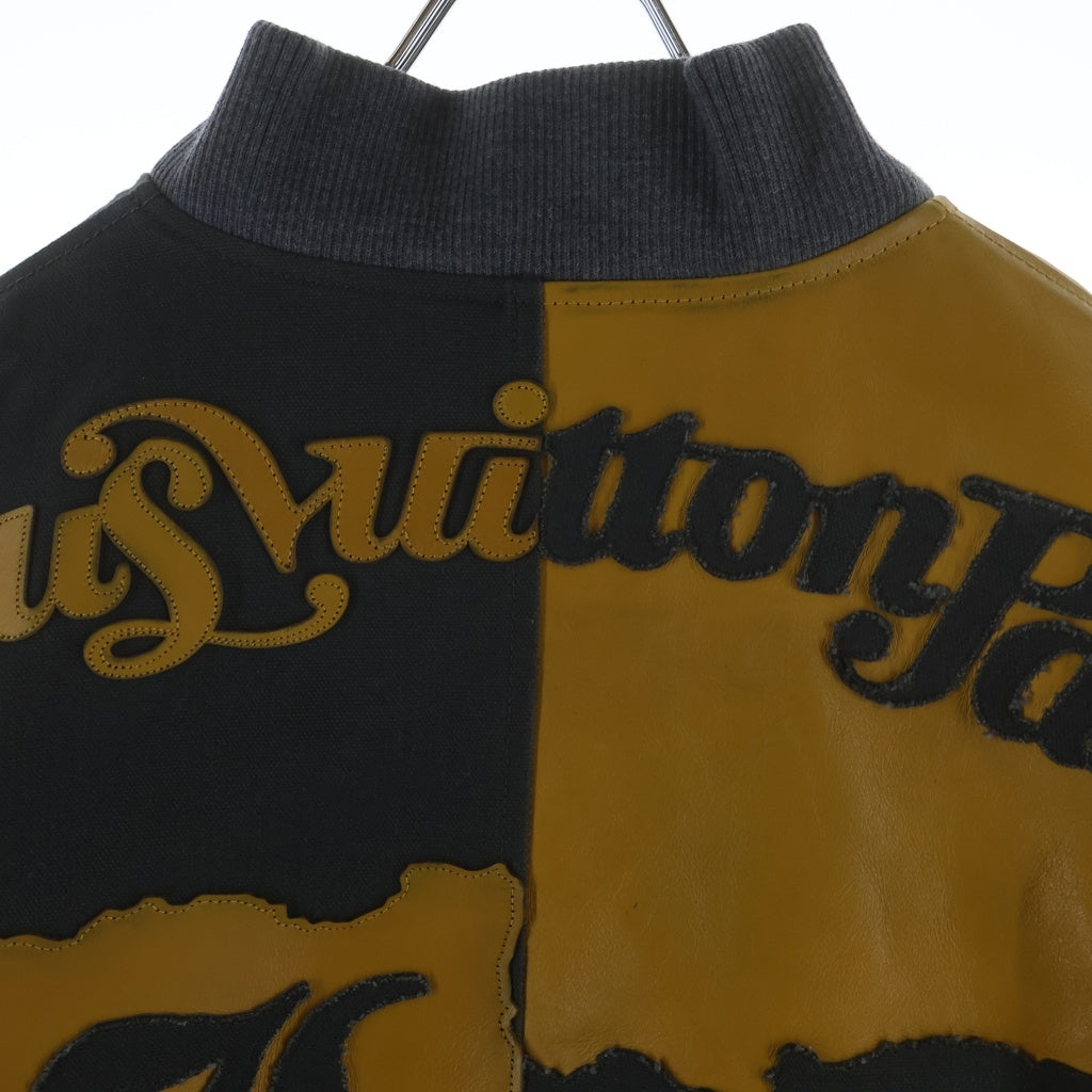 LOUIS VUITTON(ルイヴィトン) 23SS ミックスキャンバスレザーボンバージャケット ジップアップブルゾン ブラック/イエロー RM231 XS0 HOL76E