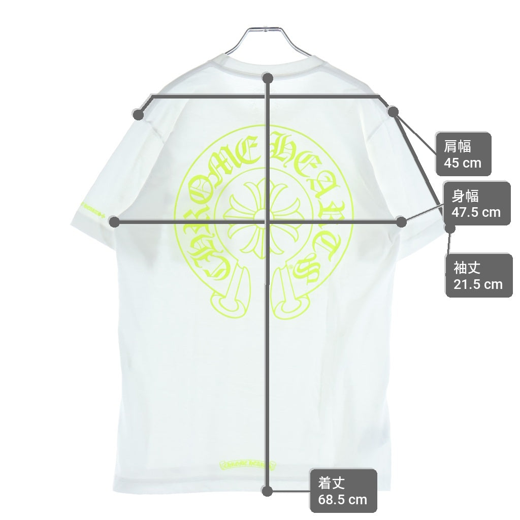 CHROME HEARTS(クロムハーツ) HORSESHOE S/S TEE WHITE/NEON YELLOW ホースシュー ショートスリーブ Tシャツ ホワイト/イエロー
