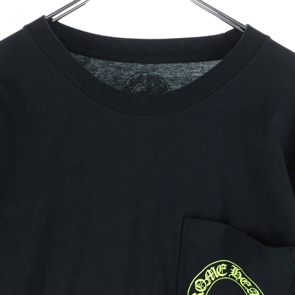 CHROME HEARTS(クロムハーツ) HORSESHOE S/S TEE BLACK/NEON YELLOW ホースシュー 袖フローラル プリント ロングスリーブ 長袖Tシャツ カットソーブラック/イエロー