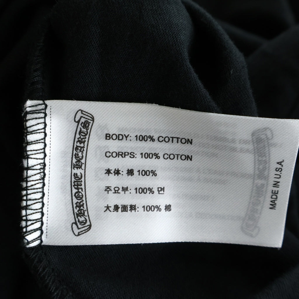 CHROME HEARTS(クロムハーツ) HORSESHOE S/S TEE BLACK/NEON YELLOW ホースシュー 袖フローラル プリント ロングスリーブ 長袖Tシャツ カットソーブラック/イエロー