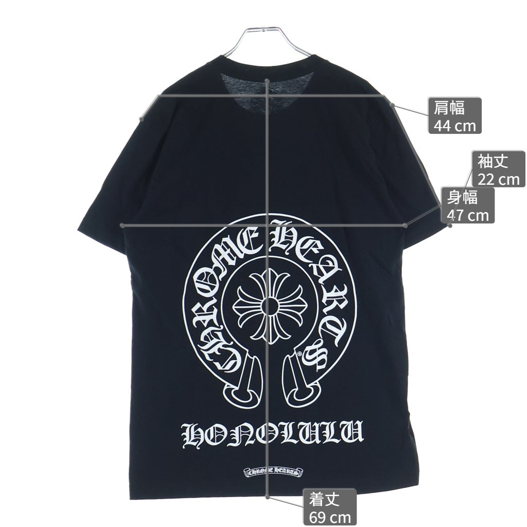 CHROME HEARTS(クロムハーツ) Honolulu Horseshoe SS Tee ホノルル限定 バック ホースシュー クルーネック半袖Tシャツカットソー ブラック