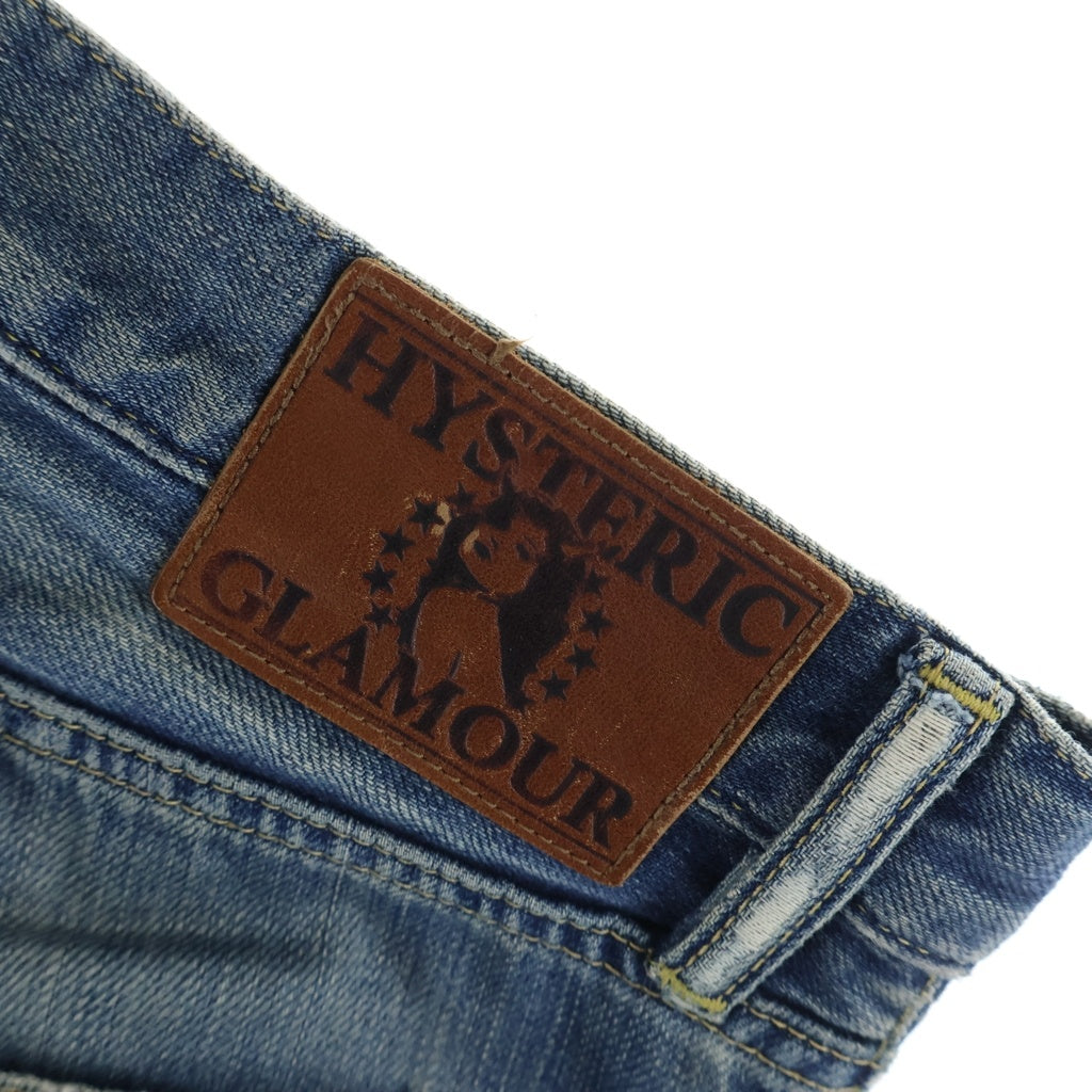 HYSTERIC GLAMOUR(ヒステリックグラマー) ピラミッドスタッズパッチワークダメージデニムパンツ コーデュロイリペア加工ジーンズ インディゴ