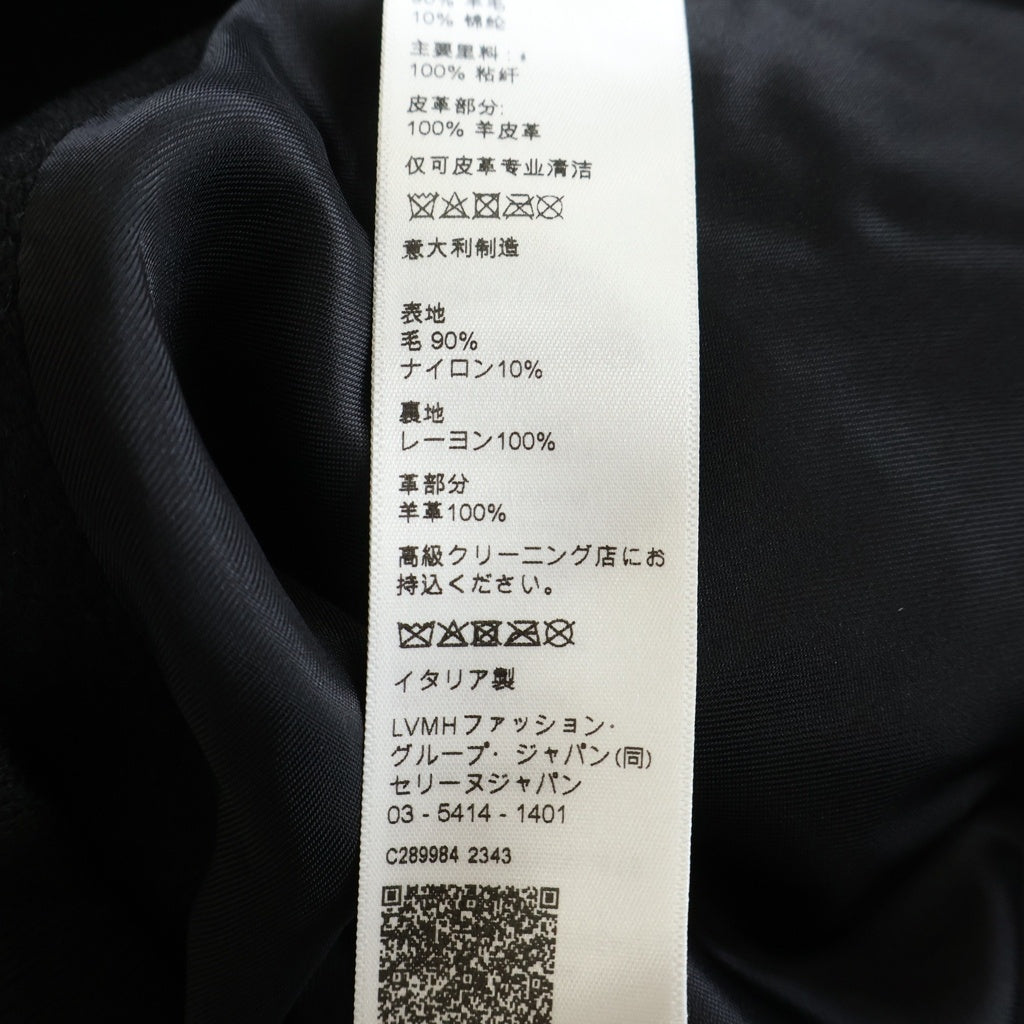 CELINE(セリーヌ) 24SS Classic Teddy Jacket 2V39V896C クラシックテディジャケット レザー切替ウールスタジアムジャケット ブラック/ホワイト