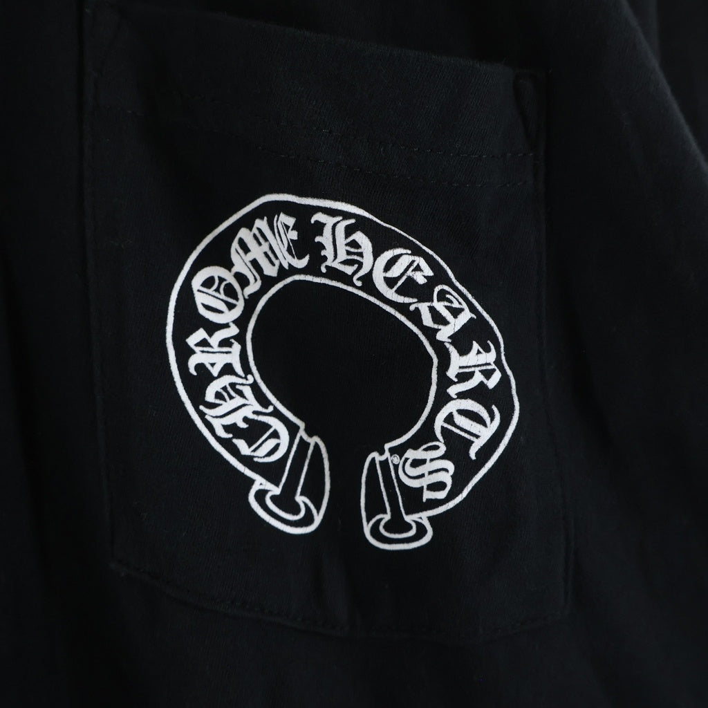 CHROME HEARTS(クロムハーツ) BACK HORSESHOE PRINT LS TEE バックホースシュー 袖フローラル プリント ロングスリーブ 長袖Tシャツ カットソー ブラック -