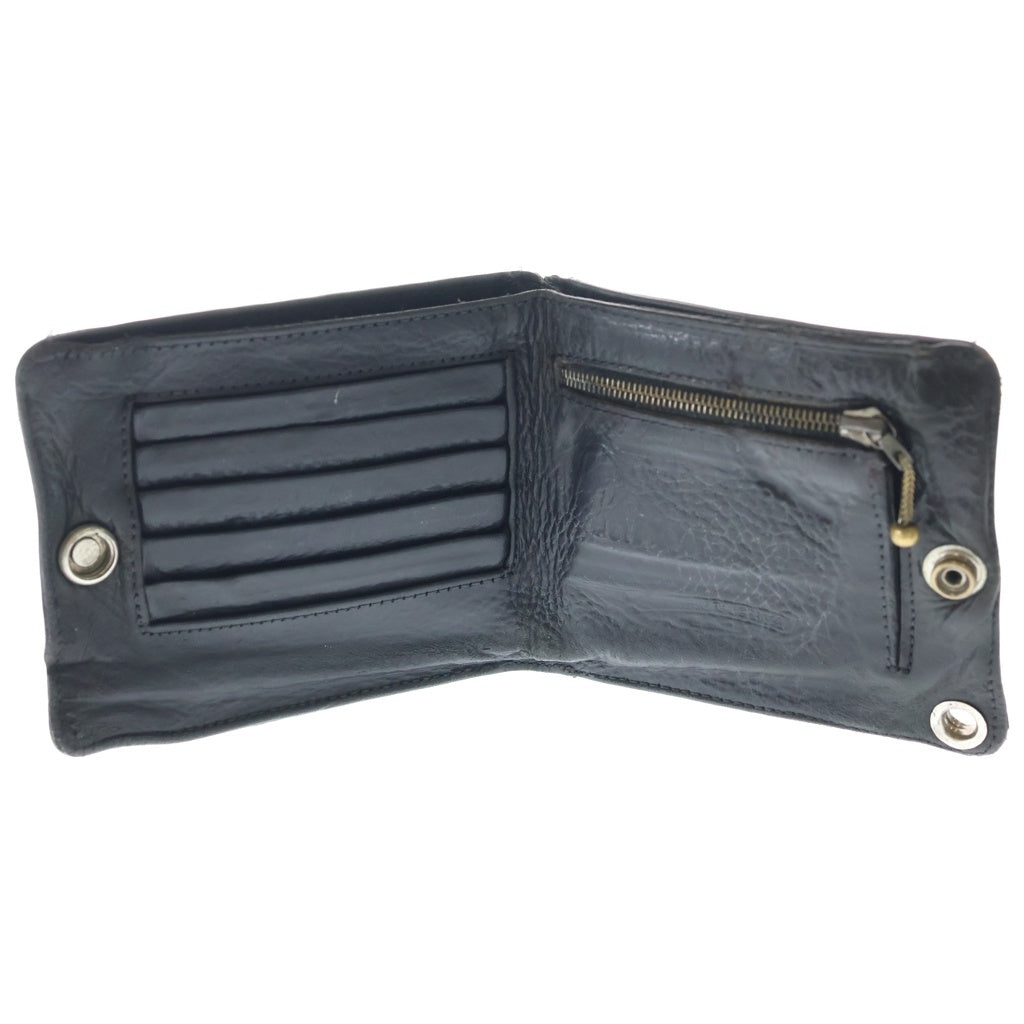 CHROME HEARTS(クロムハーツ) 1SNAP 1スナップ クロス ボールボタン レザーウォレット 財布 ブラック