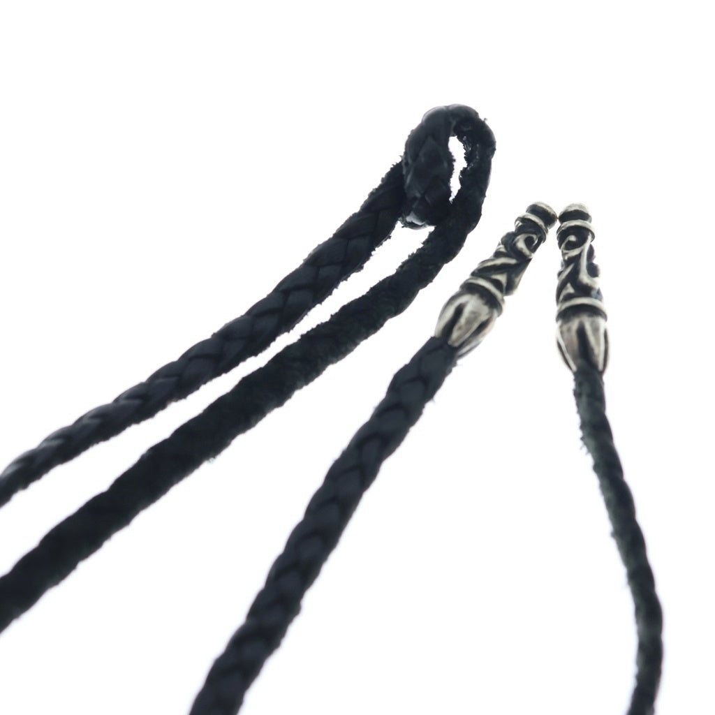 CHROME HEARTS(クロムハーツ) LEATHER BRAID SCROLL ネックレス レザーブレイドネックレス ブラック/シルバー BCA377 -