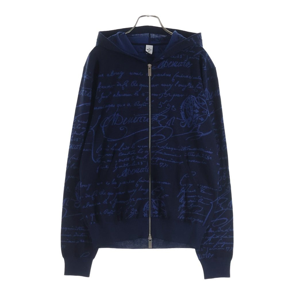 Berluti(ベルルッティ) カリグラフィ スクリット パターン フーディー ジップ パーカー ブルー