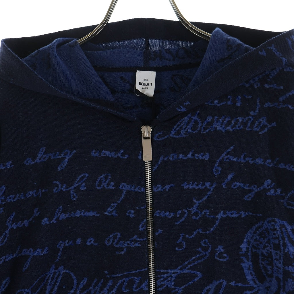 Berluti(ベルルッティ) カリグラフィ スクリット パターン フーディー ジップ パーカー ブルー