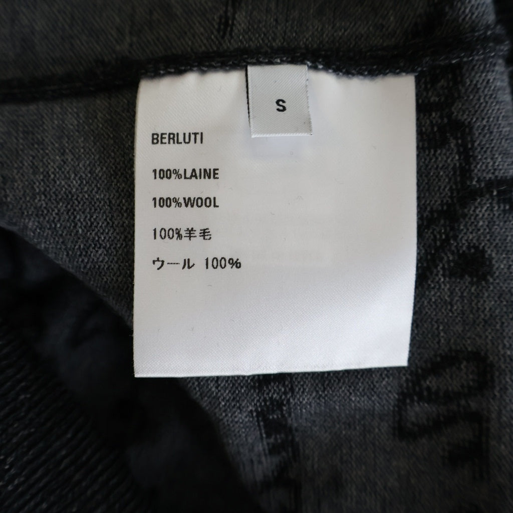 Berluti(ベルルッティ) カリグラフィ スクリット パターン フーディー ジップ パーカー ブラック