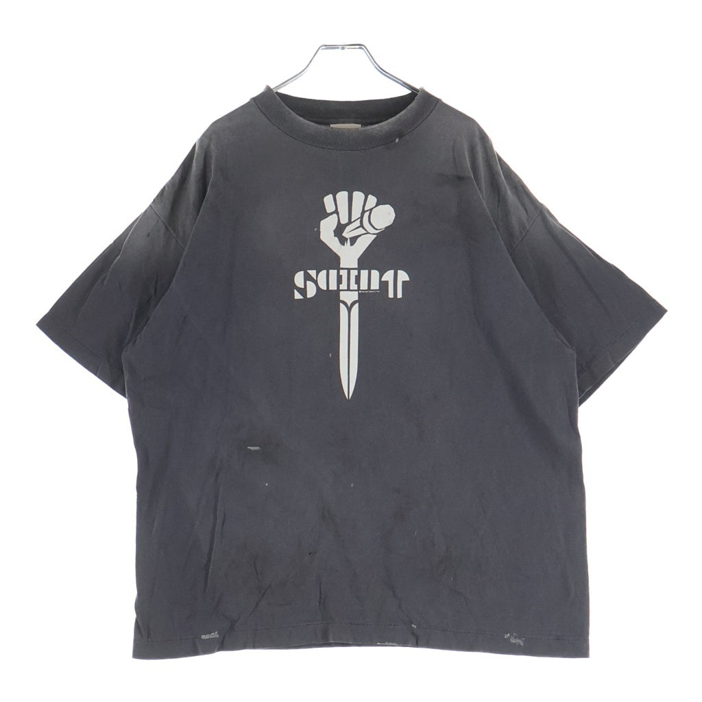 SAINT MICHAEL(セントマイケル) 25AW SS TEE FIST ダメージ加工 半袖Tシャツ グレー SM-HR1-0000-001