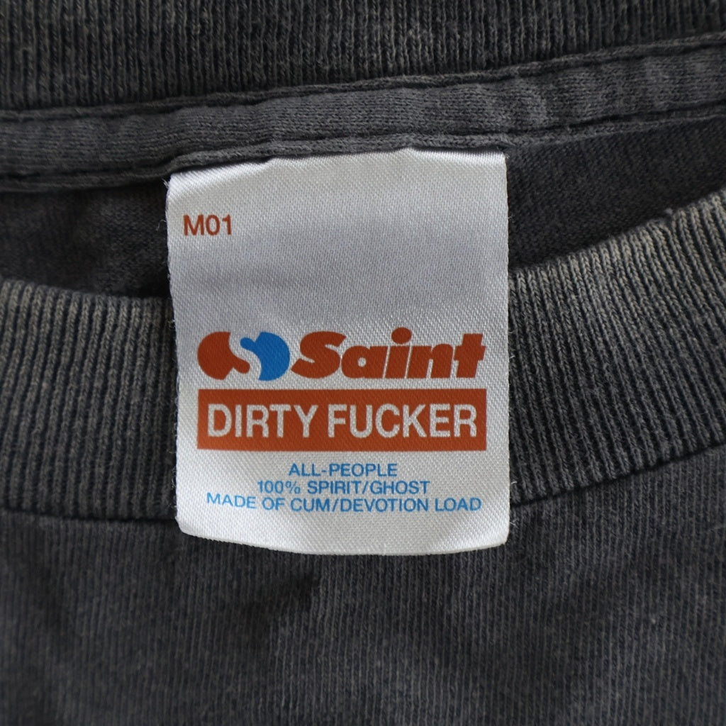 SAINT MICHAEL(セントマイケル) 25AW SS TEE FIST ダメージ加工 半袖Tシャツ グレー SM-HR1-0000-001