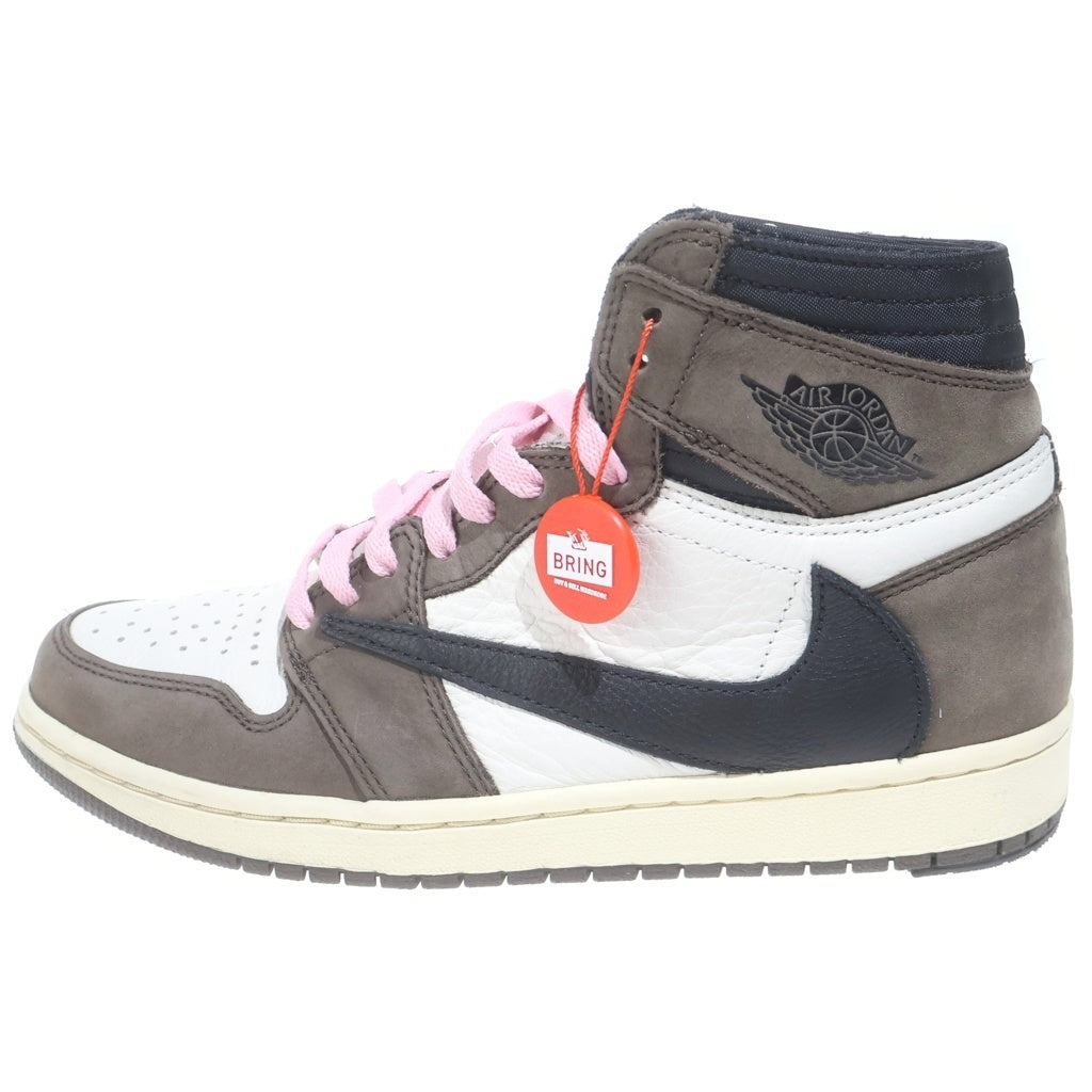NIKE(ナイキ) ×TRAVIS SCOTT AIR JORDAN 1 HIGH OG TS SP CD4487-100 トラヴィススコット エアジョーダン1 ハイカットスニーカー ブラウン/ホワイト US9/27cm