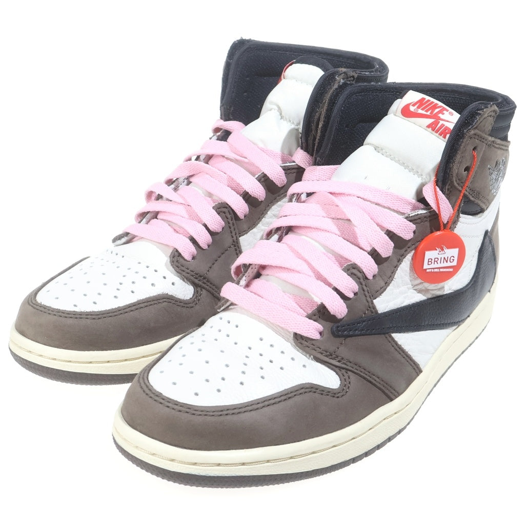 NIKE(ナイキ) ×TRAVIS SCOTT AIR JORDAN 1 HIGH OG TS SP CD4487-100 トラヴィススコット エアジョーダン1 ハイカットスニーカー ブラウン/ホワイト US9/27cm