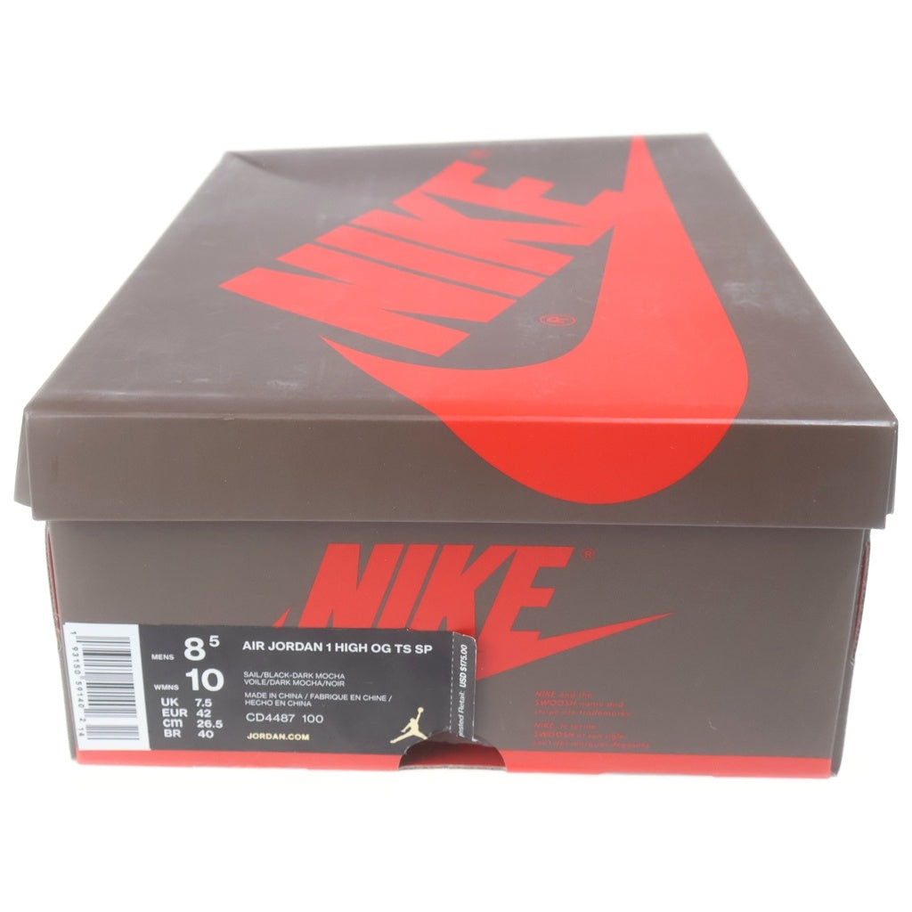 NIKE(ナイキ) ×TRAVIS SCOTT AIR JORDAN 1 HIGH OG TS SP CD4487-100 トラヴィススコット エアジョーダン1 ハイカットスニーカー ブラウン/ホワイト US9/27cm