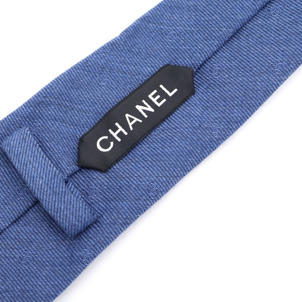 CHANEL(シャネル) 総柄 シルクネクタイ ブルー