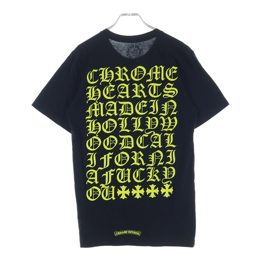 CHROME HEARTS(クロムハーツ) VERTICAL LOGO バーティカル ロゴ プリント 半袖カットソー Tシャツ ブラック/イエロー
