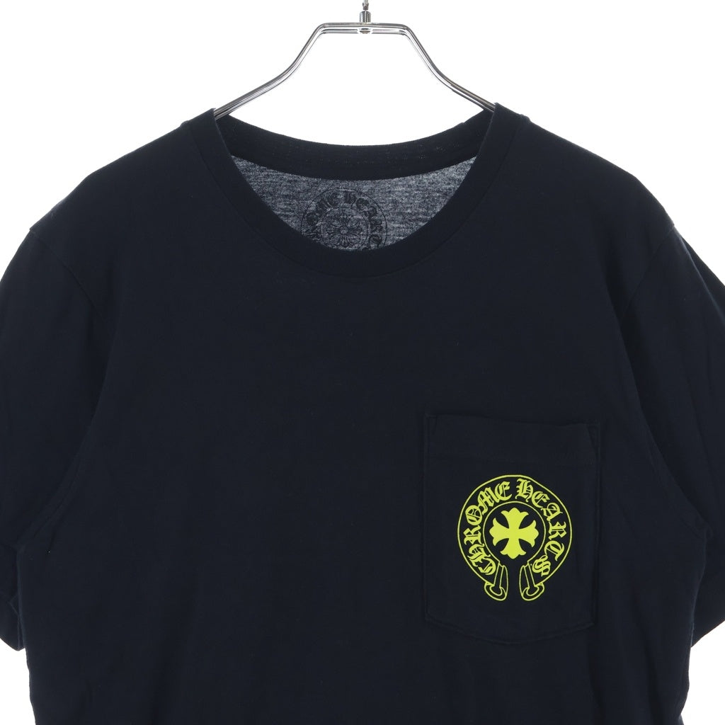 CHROME HEARTS(クロムハーツ) VERTICAL LOGO バーティカル ロゴ プリント 半袖カットソー Tシャツ ブラック/イエロー