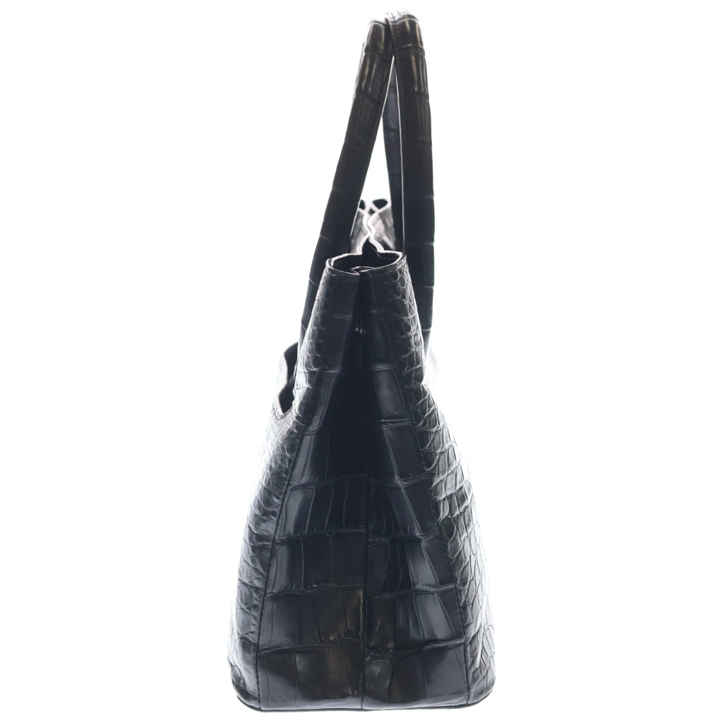 NO BRAND(ノーブランド) 【THE LAST ART PROJECT ザ ラストアートプロダクション】 PREMIUM CROCO LOUNGE TOTE 極上クロコダイルレザー トートバッグ ブラック レディース