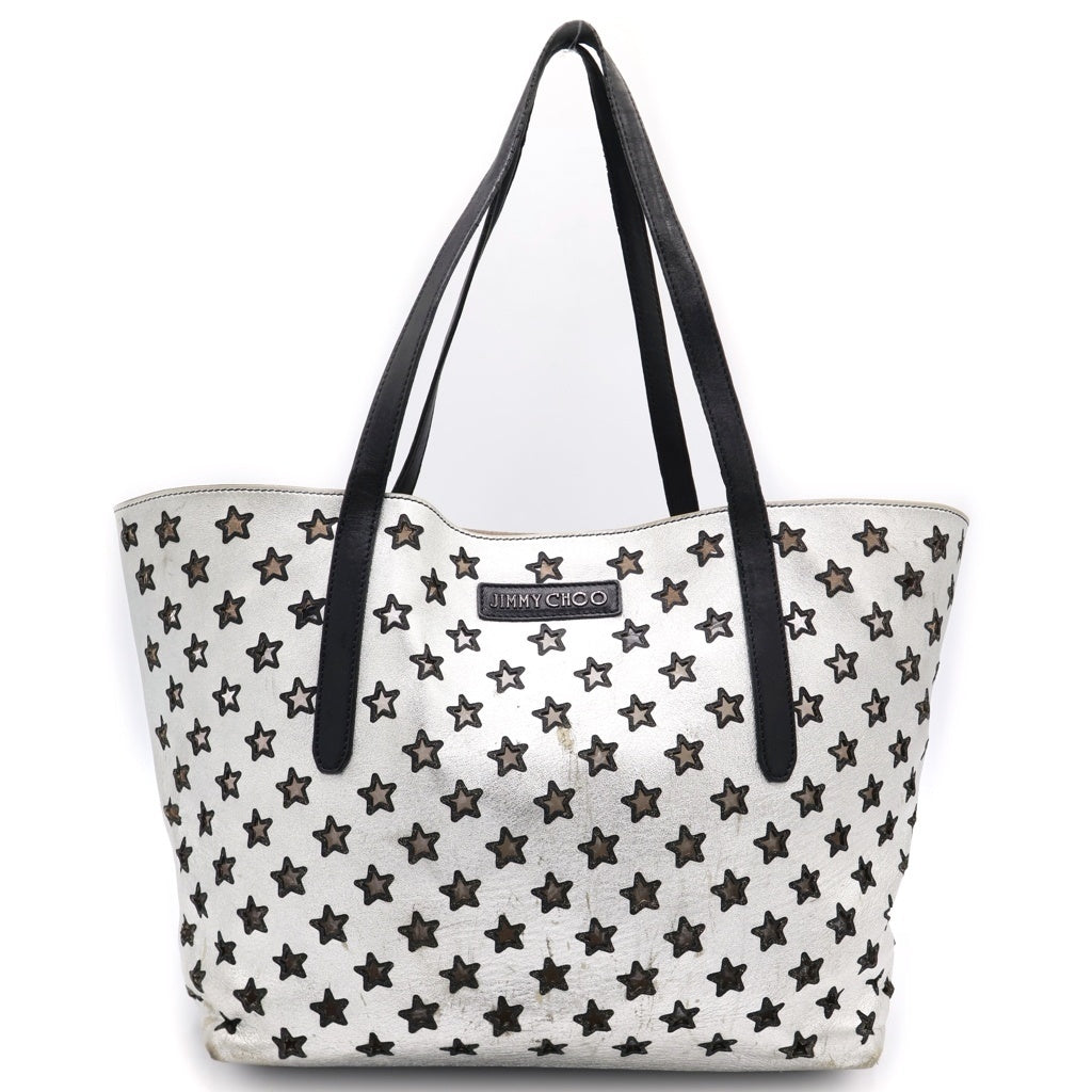 JIMMY CHOO(ジミーチュウ) ピリムコ スターデザイン レザートートバッグ シルバー/ブラック レディース