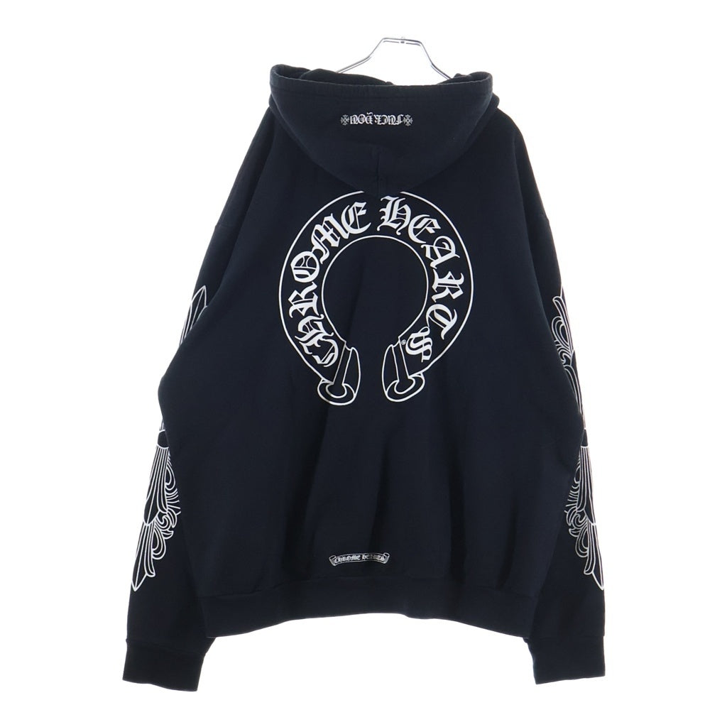CHROME HEARTS(クロムハーツ) SWTSHRT HD ZIP FUCK YOU アームフローラル バックホースシュー プリントジップアップスウェットパーカー フーディー ブラック