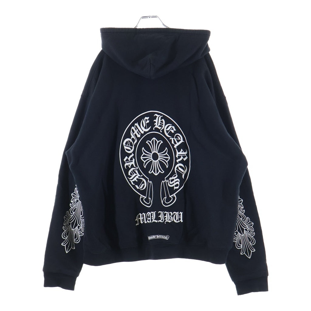 CHROME HEARTS(クロムハーツ) SWTSHRT HD ZIP ダガージップ マリブ限定 アームフローラル バックホースシュープリント 裏地サーマル ジップアップスウェットパーカー フーディー ブラック