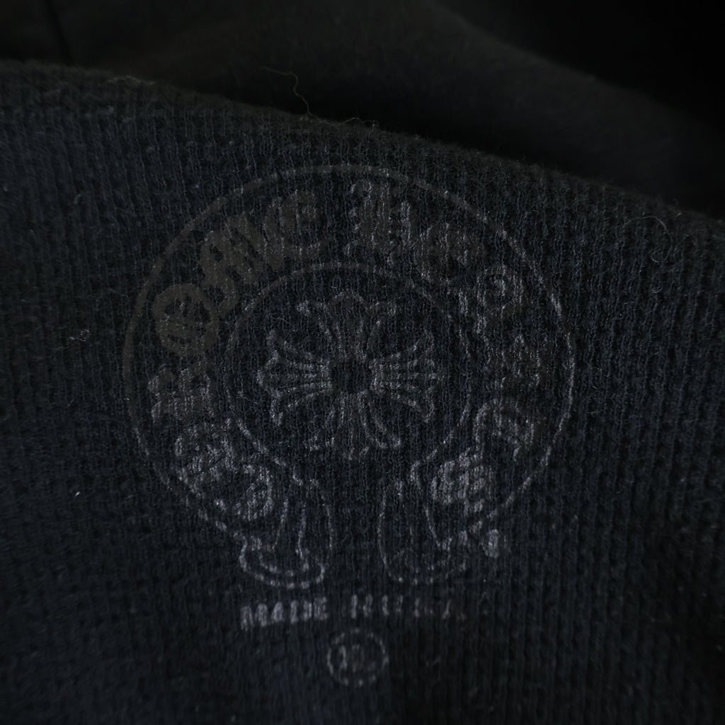 CHROME HEARTS(クロムハーツ) SWTSHRT HD ZIP ダガージップ マリブ限定 アームフローラル バックホースシュープリント 裏地サーマル ジップアップスウェットパーカー フーディー ブラック