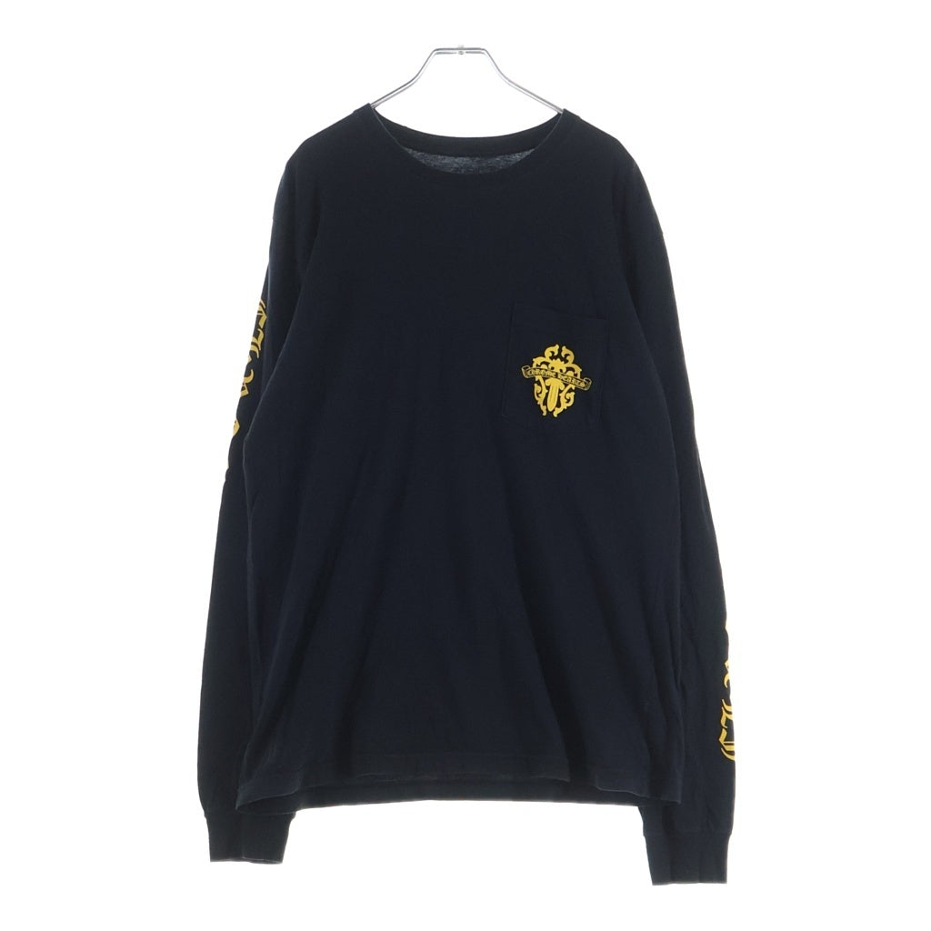 CHROME HEARTS(クロムハーツ) VINE DAGGER L/S TEE ヴァインダガーアームロゴプリント 長袖Tシャツカットソー ブラック/イエロー