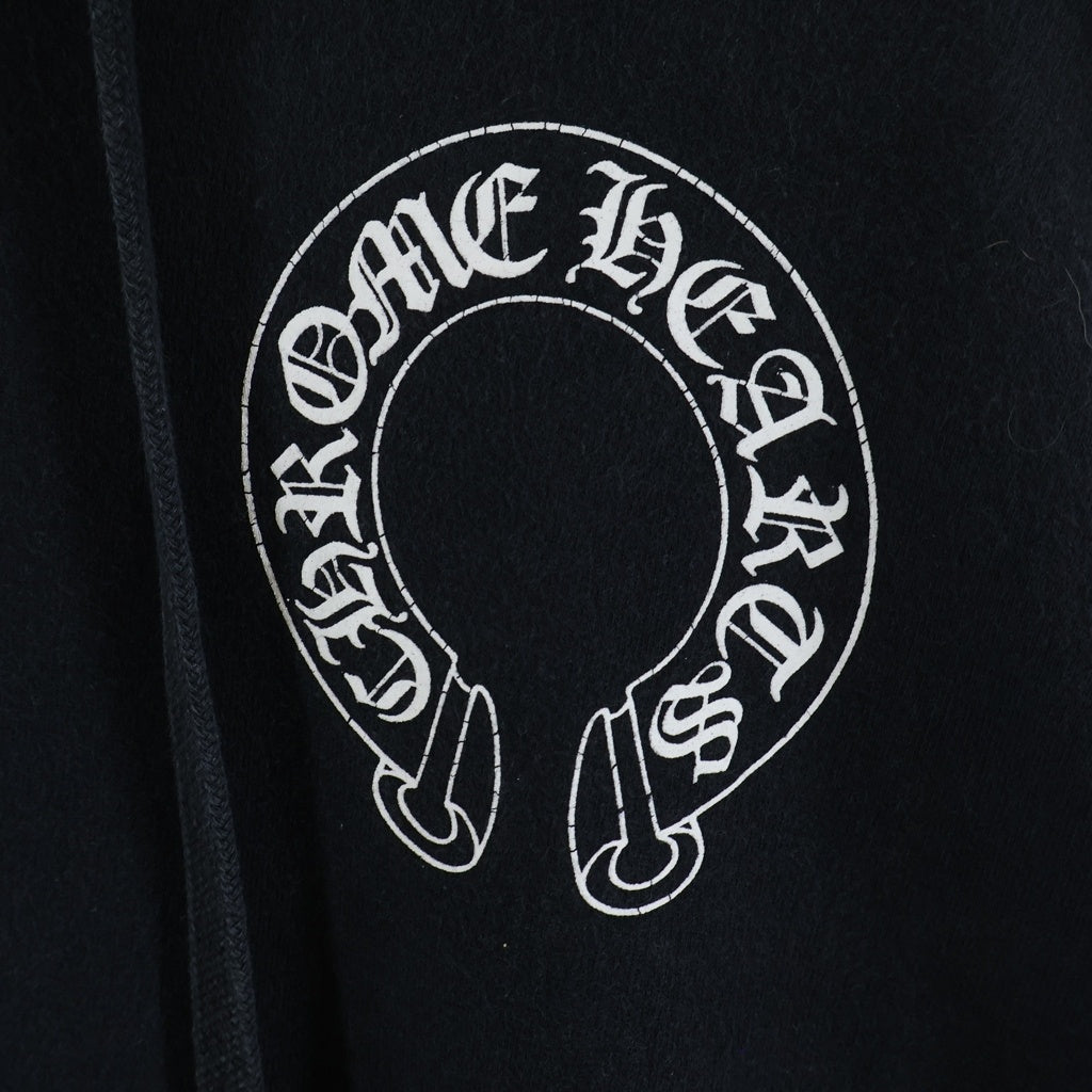 CHROME HEARTS(クロムハーツ) SWTSHRT PLVR 袖フローラル バックホースシュープリント スウェット プルオーバーパーカー ブラック