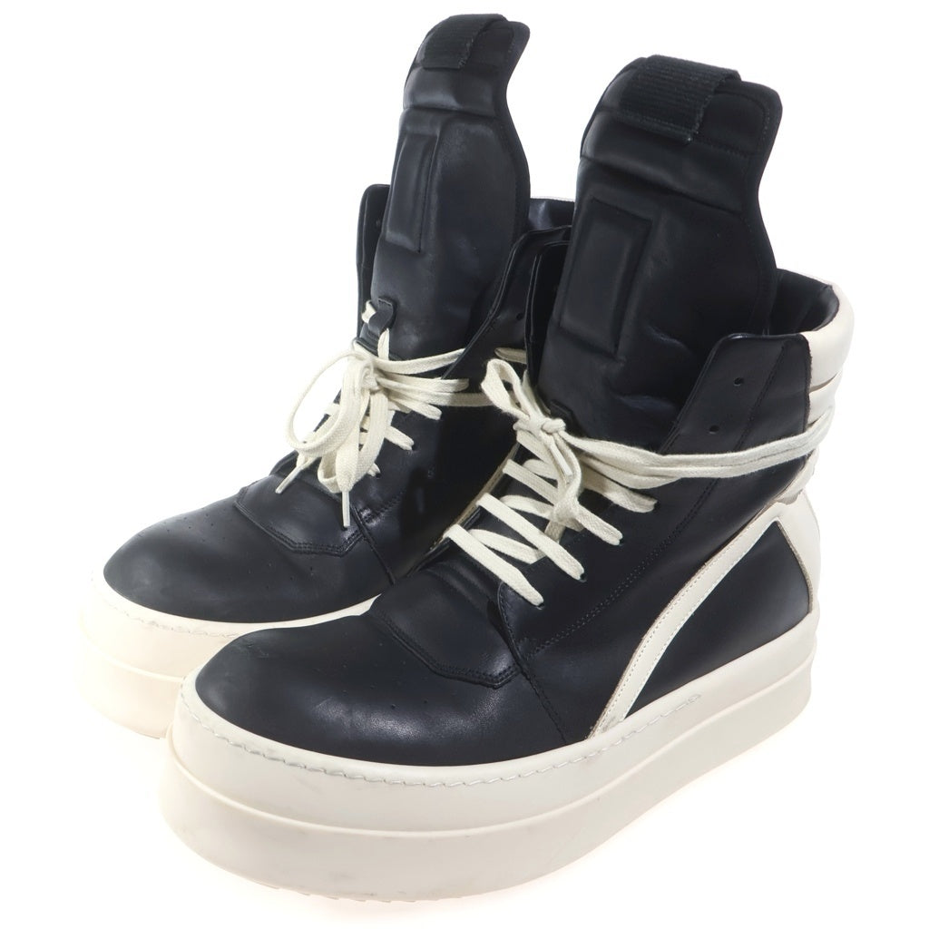 Rick Owens(リックオウエンス) MEGA BUMPER GEOBASKET メガバンパー ジオバスケット サイドジップ レザー ハイカットスニーカー ブラック/ホワイト RU01D3868