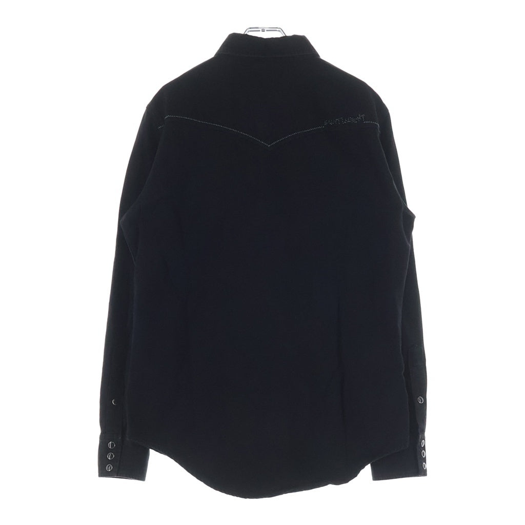 SAINT LAURENT PARIS(サンローランパリ) 19AW ボタンフライ コットン ウエスタン 長袖シャツ ブラック 531727