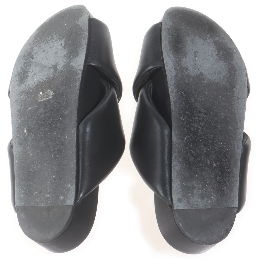 JIL SANDER(ジルサンダー) NAPPA SENTANIL シープ レザー クロスストラップ スライド サンダル ブラック J32WP0001 P4838