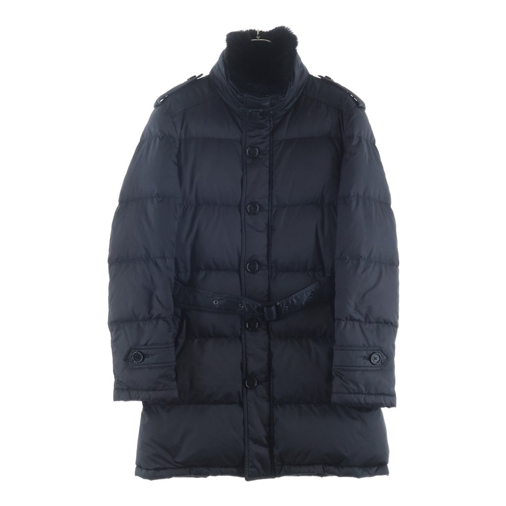 BURBERRY BLACK LABEL(バーバリー ブラックレーベル) ポリエステルフードダウンジャケット ラビットファー ブラック レディース D1F54-255-09
