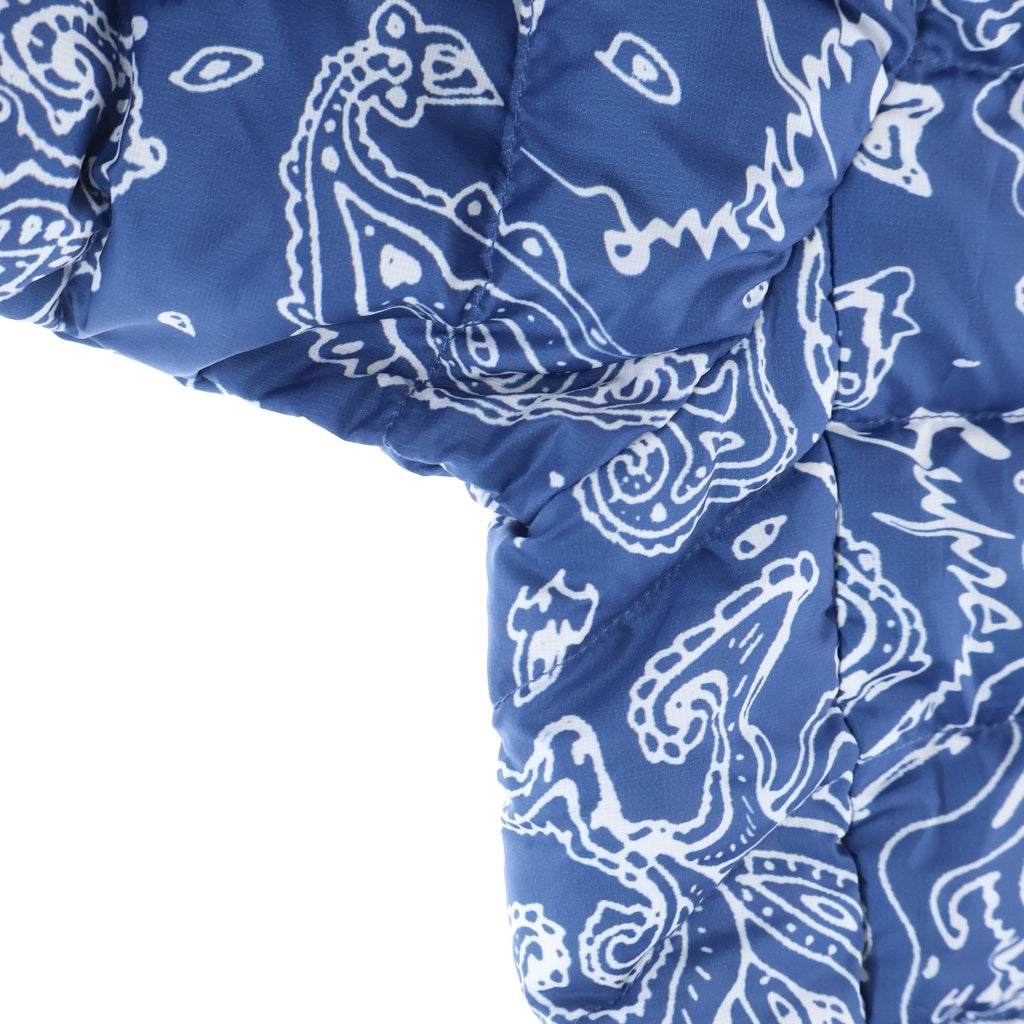 SUPREME(シュプリーム) 22AW Micro Down Half Zip Hooded Pull Over マイクロ フロントボックスロゴデザイン ペイズリー ハーフジップ フーデッド ダウンジャケット ブルー