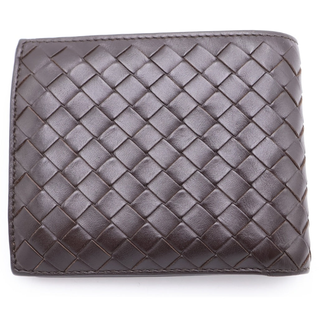 BOTTEGA VENETA(ボッテガヴェネタ) イントレチャート 二つ折り財布 レザーコンパクトウォレット コインケース ブラウン 193642-V
