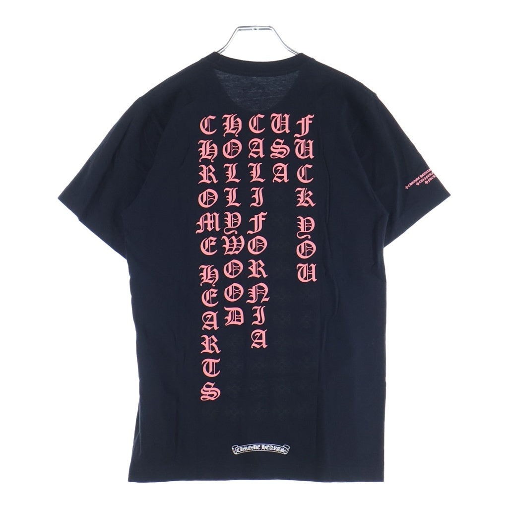 CHROME HEARTS(クロムハーツ) Pink Logo Tee ネオンピンク ロゴ 半袖Tシャツ カットソー ブラック/ピンク