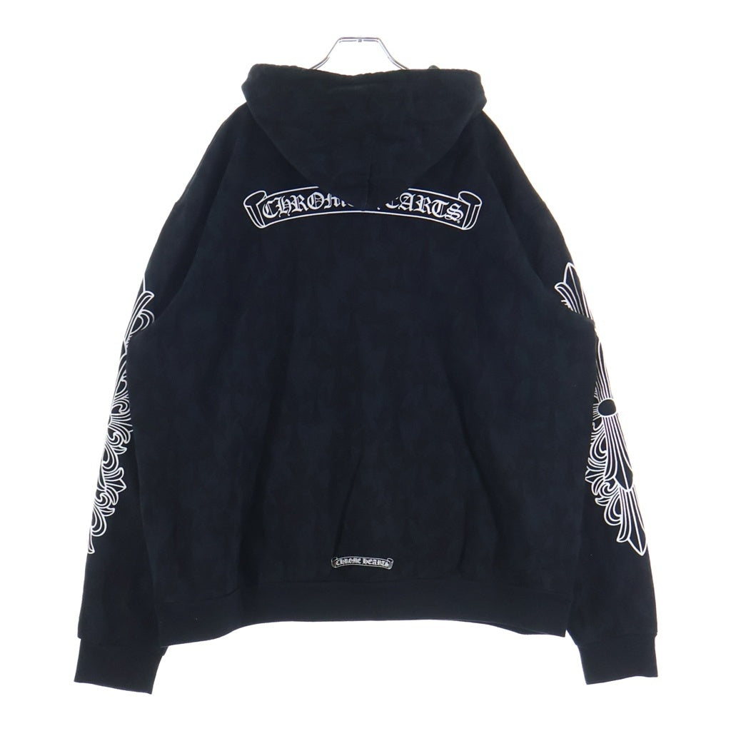 CHROME HEARTS(クロムハーツ) グレイブヤード セメタリークロス アームフローラルプリント プルオーバーパーカー フーディー ブラック