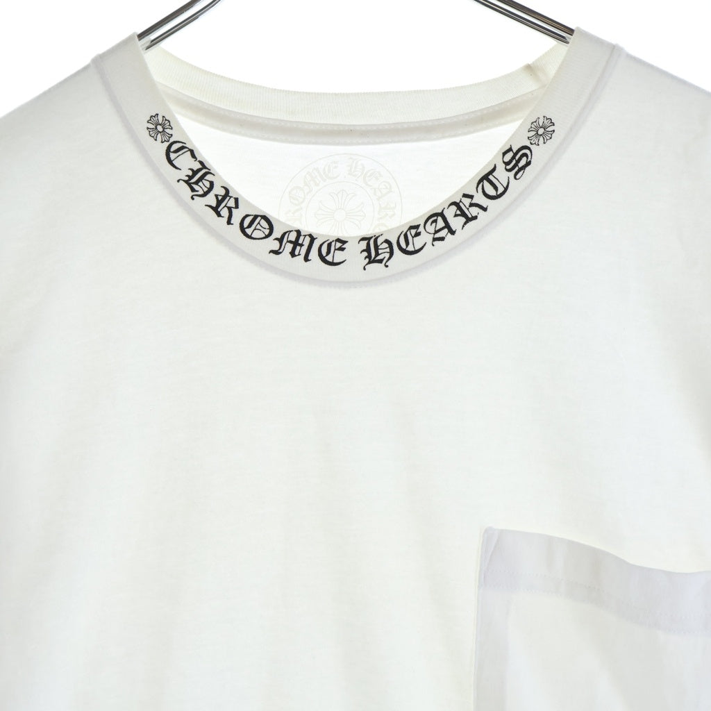 CHROME HEARTS(クロムハーツ) NECK LOGO TEE ネックロゴプリント クルーネック 半袖Tシャツ カットソー ホワイト